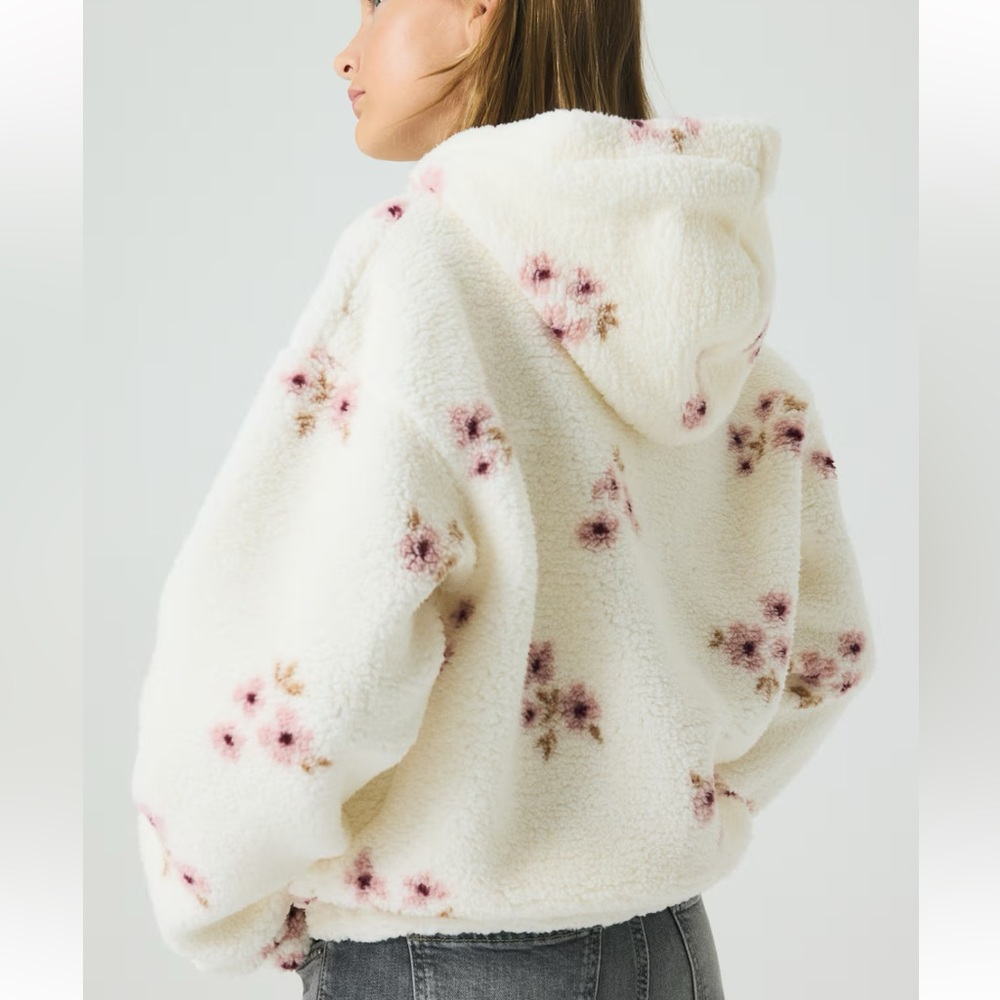 H&M Kids Floral Hooded Teddy Fleece Jacket